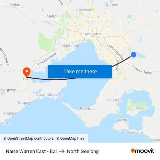 Narre Warren East - Bal to North Geelong map