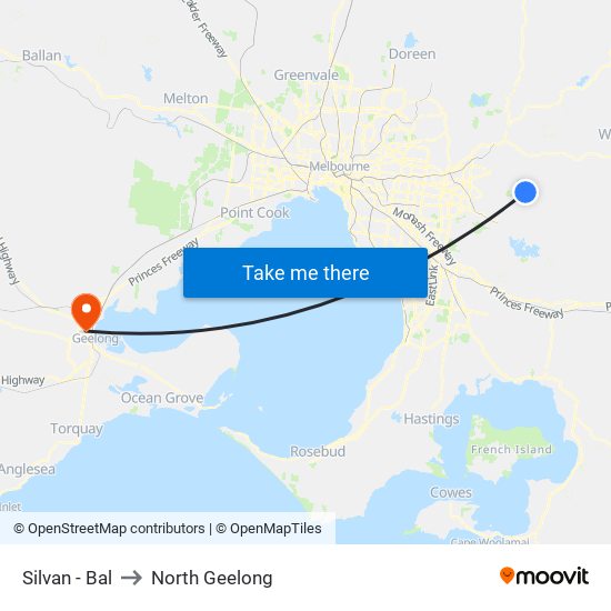 Silvan - Bal to North Geelong map