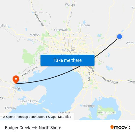 Badger Creek to North Shore map