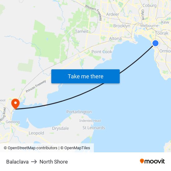 Balaclava to North Shore map