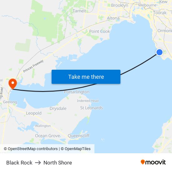 Black Rock to North Shore map