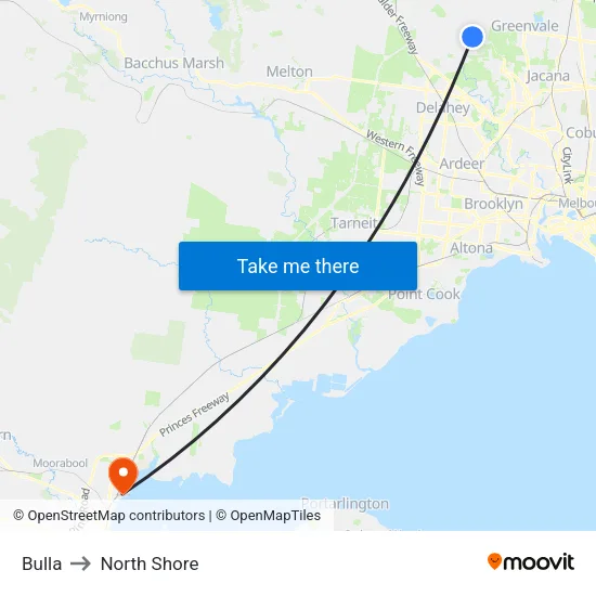 Bulla to North Shore map