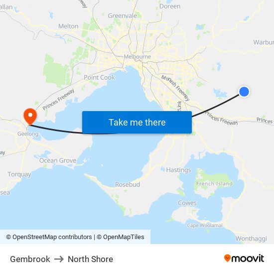 Gembrook to North Shore map