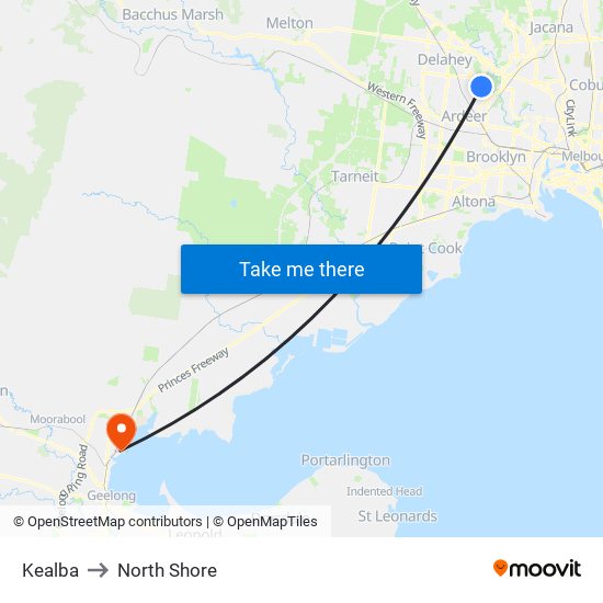 Kealba to North Shore map