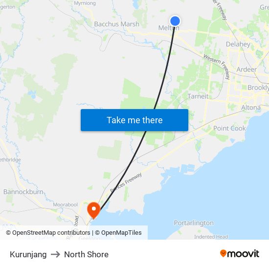 Kurunjang to North Shore map