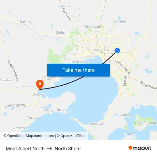Mont Albert North to North Shore map