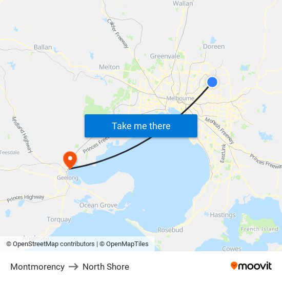 Montmorency to North Shore map