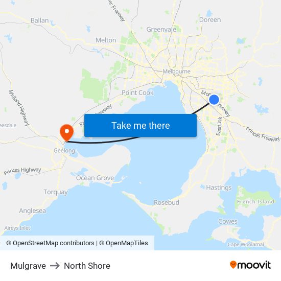 Mulgrave to North Shore map