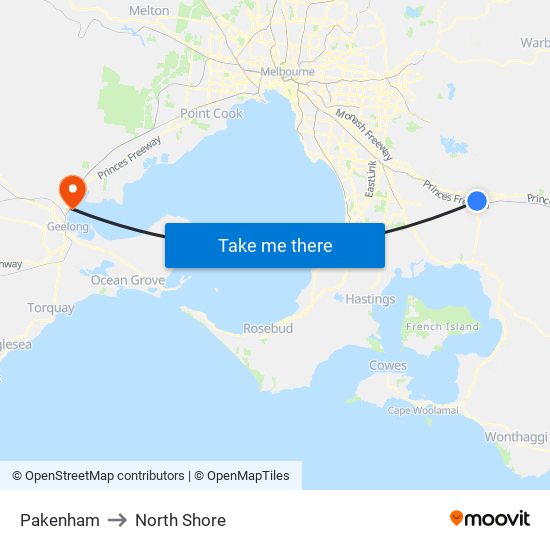 Pakenham to North Shore map