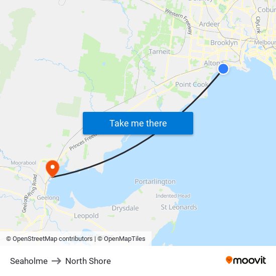 Seaholme to North Shore map