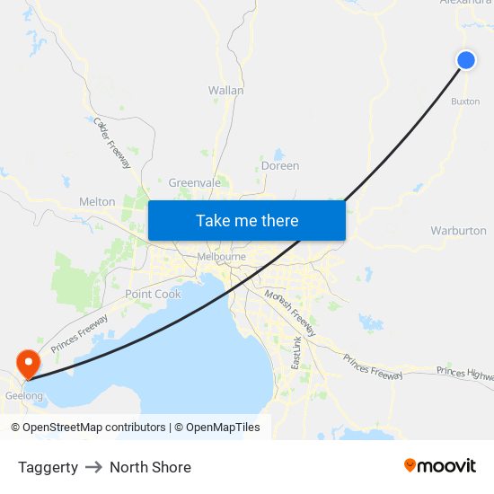 Taggerty to North Shore map