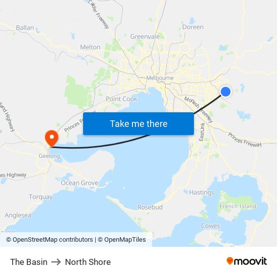 The Basin to North Shore map