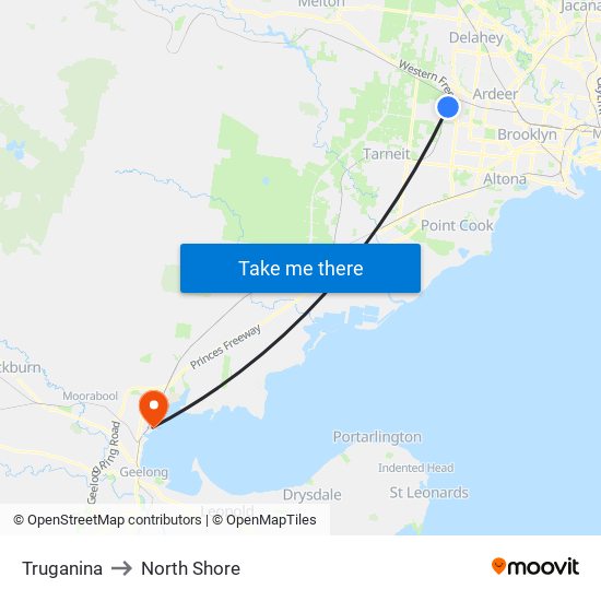 Truganina to North Shore map