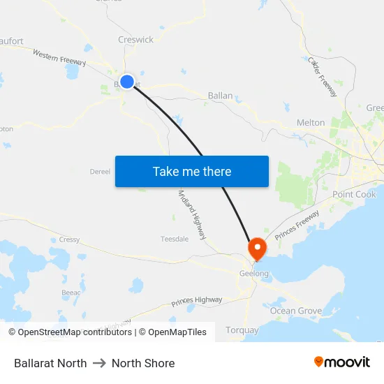 Ballarat North to North Shore map