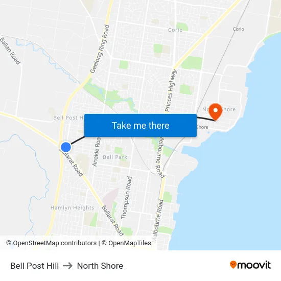 Bell Post Hill to North Shore map