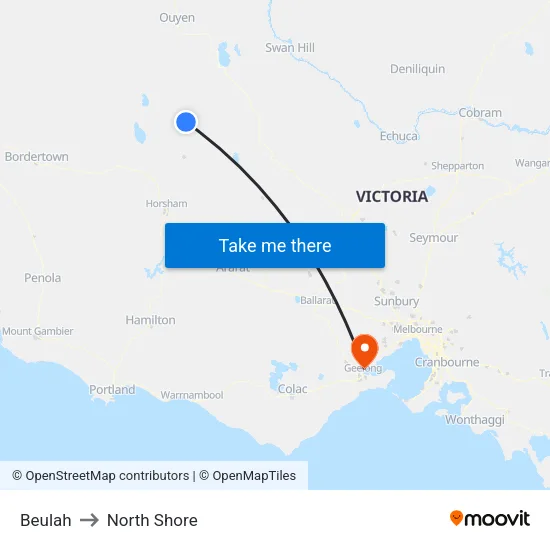 Beulah to North Shore map