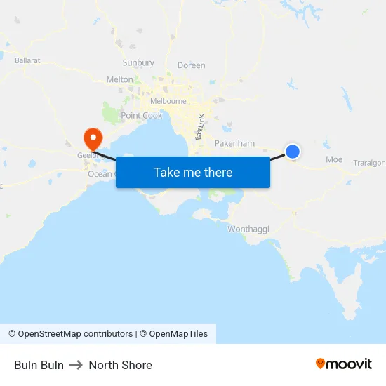 Buln Buln to North Shore map