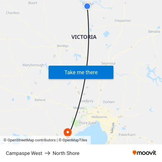 Campaspe West to North Shore map