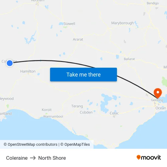 Coleraine to North Shore map