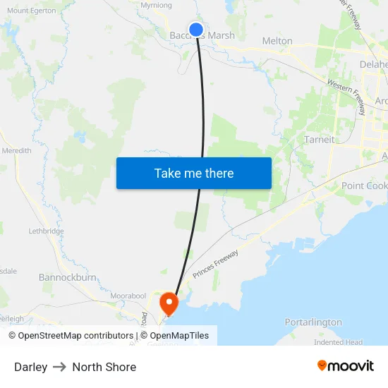 Darley to North Shore map