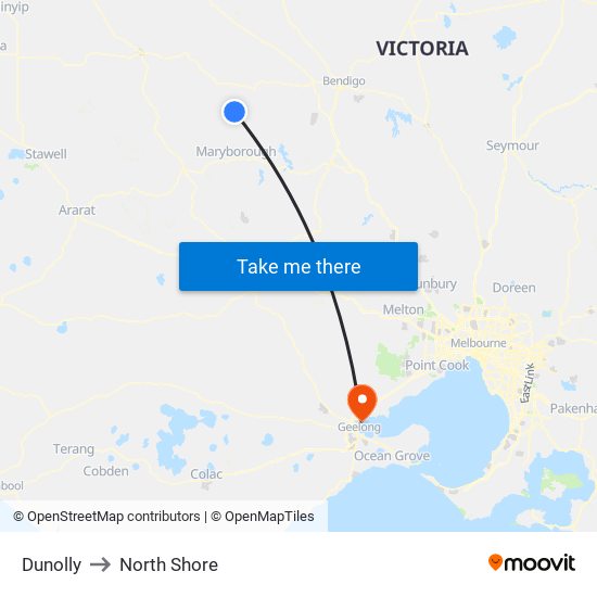 Dunolly to North Shore map