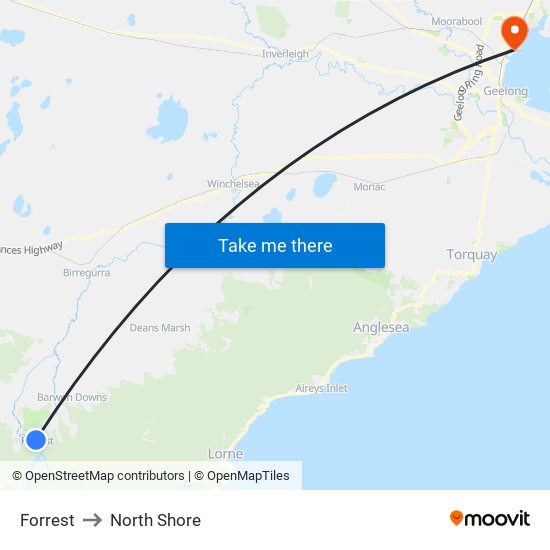 Forrest to North Shore map