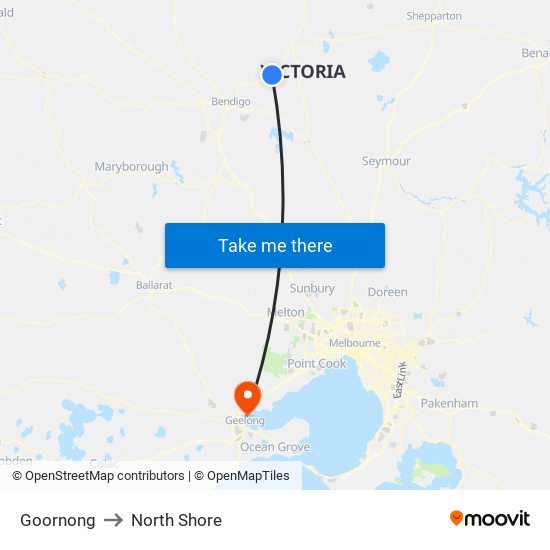 Goornong to North Shore map