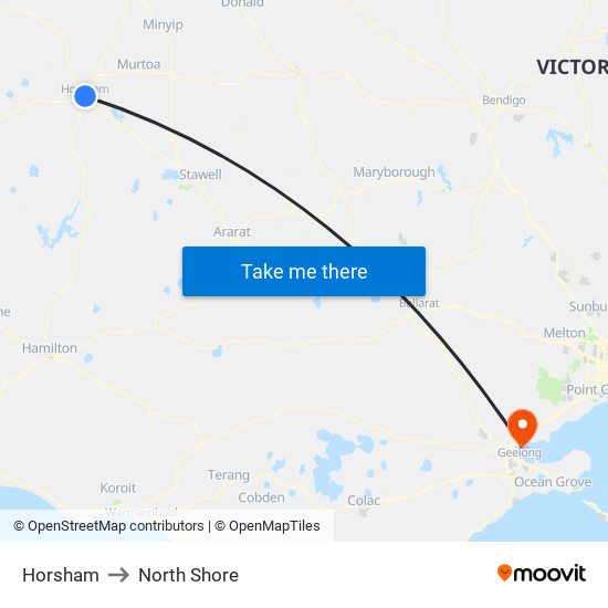 Horsham to North Shore map