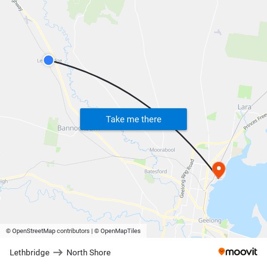 Lethbridge to North Shore map