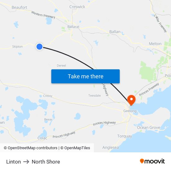 Linton to North Shore map