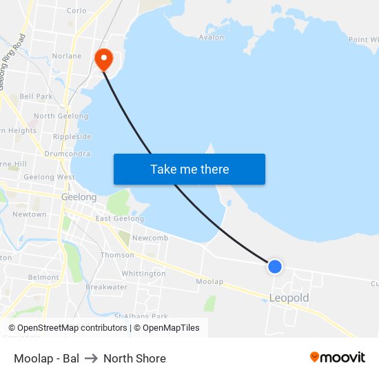 Moolap - Bal to North Shore map