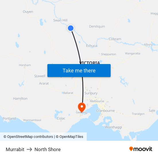 Murrabit to North Shore map