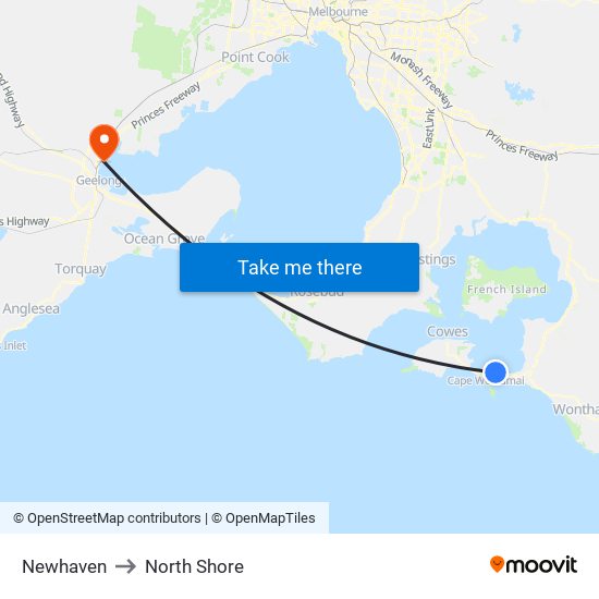 Newhaven to North Shore map