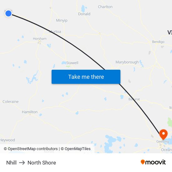 Nhill to North Shore map
