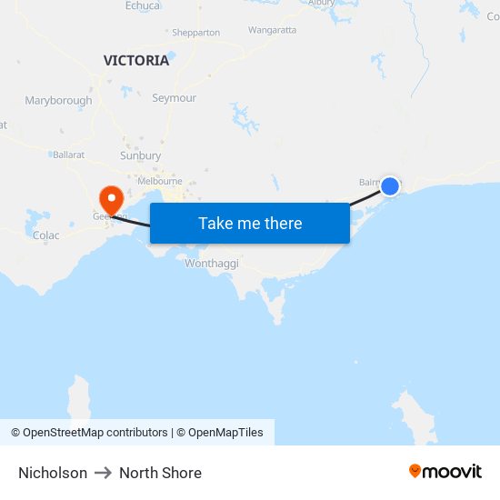 Nicholson to North Shore map