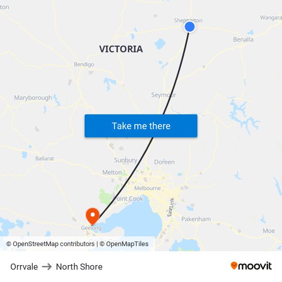 Orrvale to North Shore map