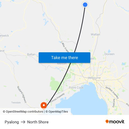 Pyalong to North Shore map