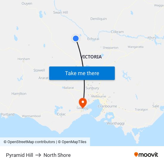 Pyramid Hill to North Shore map