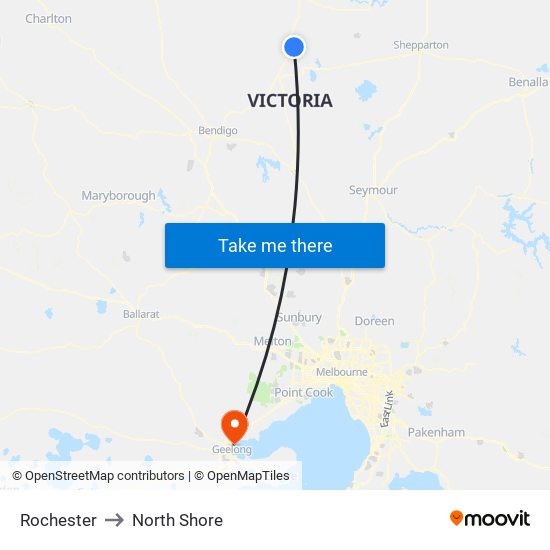 Rochester to North Shore map