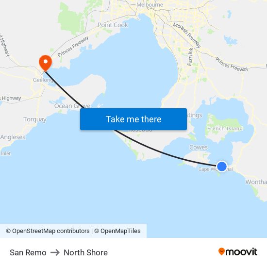 San Remo to North Shore map