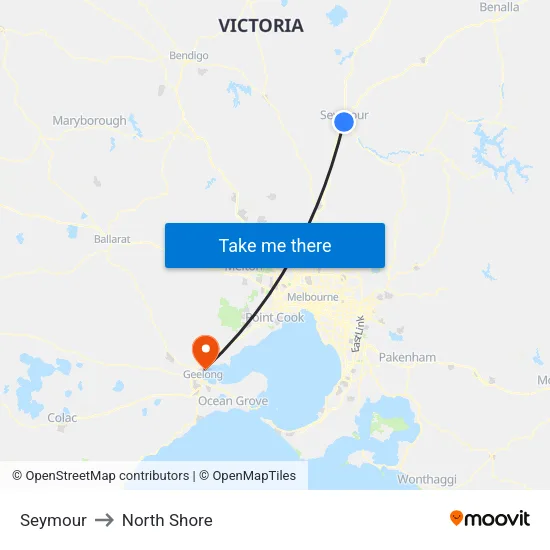 Seymour to North Shore map