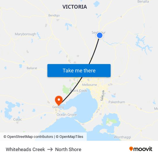 Whiteheads Creek to North Shore map