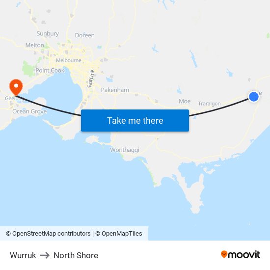 Wurruk to North Shore map