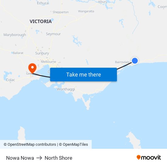 Nowa Nowa to North Shore map