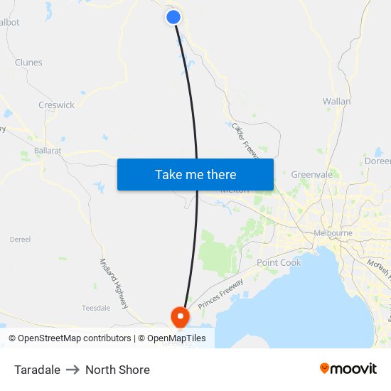 Taradale to North Shore map