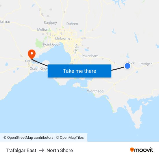 Trafalgar East to North Shore map