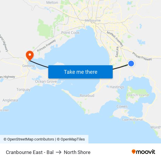 Cranbourne East - Bal to North Shore map