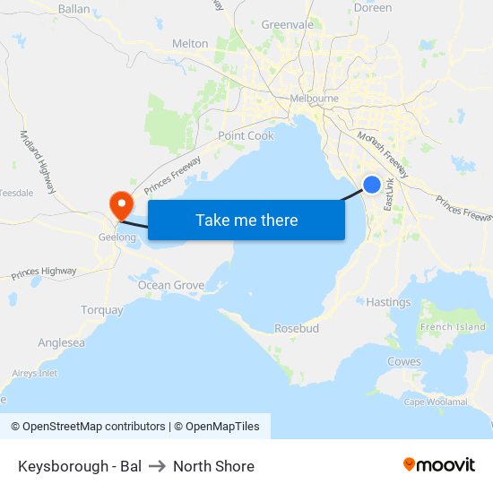 Keysborough - Bal to North Shore map