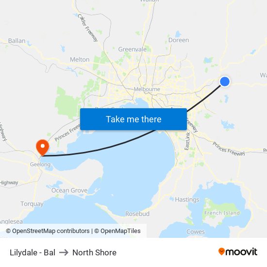 Lilydale - Bal to North Shore map