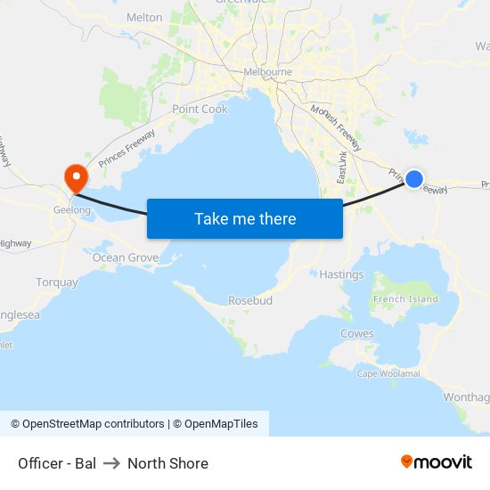 Officer - Bal to North Shore map